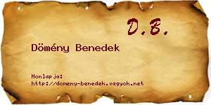 Dömény Benedek névjegykártya